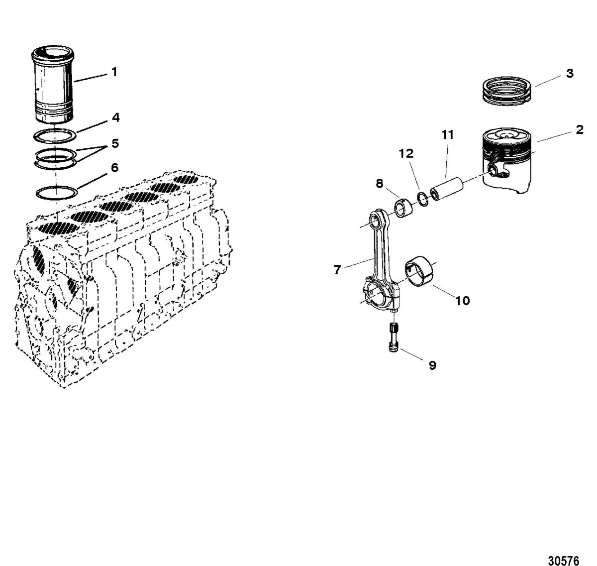 MERCRUISER D4.2L/200-LD CONNECTING ROD AND PISTON