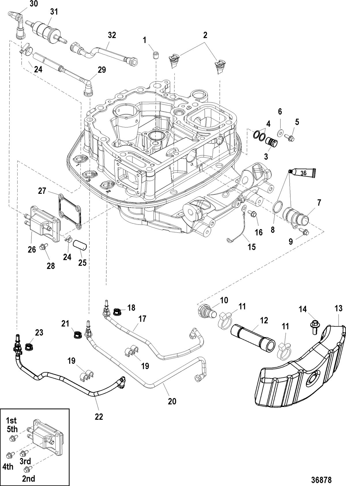 RACE OUTBOARD 350 VERADO Adaptor Plate Hose Routings