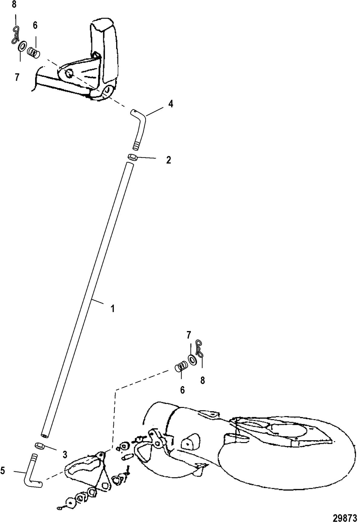 MERCURY/MARINER 25/25 JET/30HP (2 CYL/430CC) INTERNATIONAL Shift Linkage (Jet)