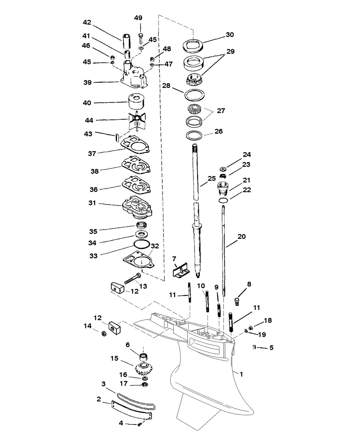 RACE OUTBOARD 2.5L (EFI) 2.5L (EFI-OFFSHORE) GEAR HOUSING (DRIVESHAFT)(STANDARD ROTATION) (SPORTMASTER)