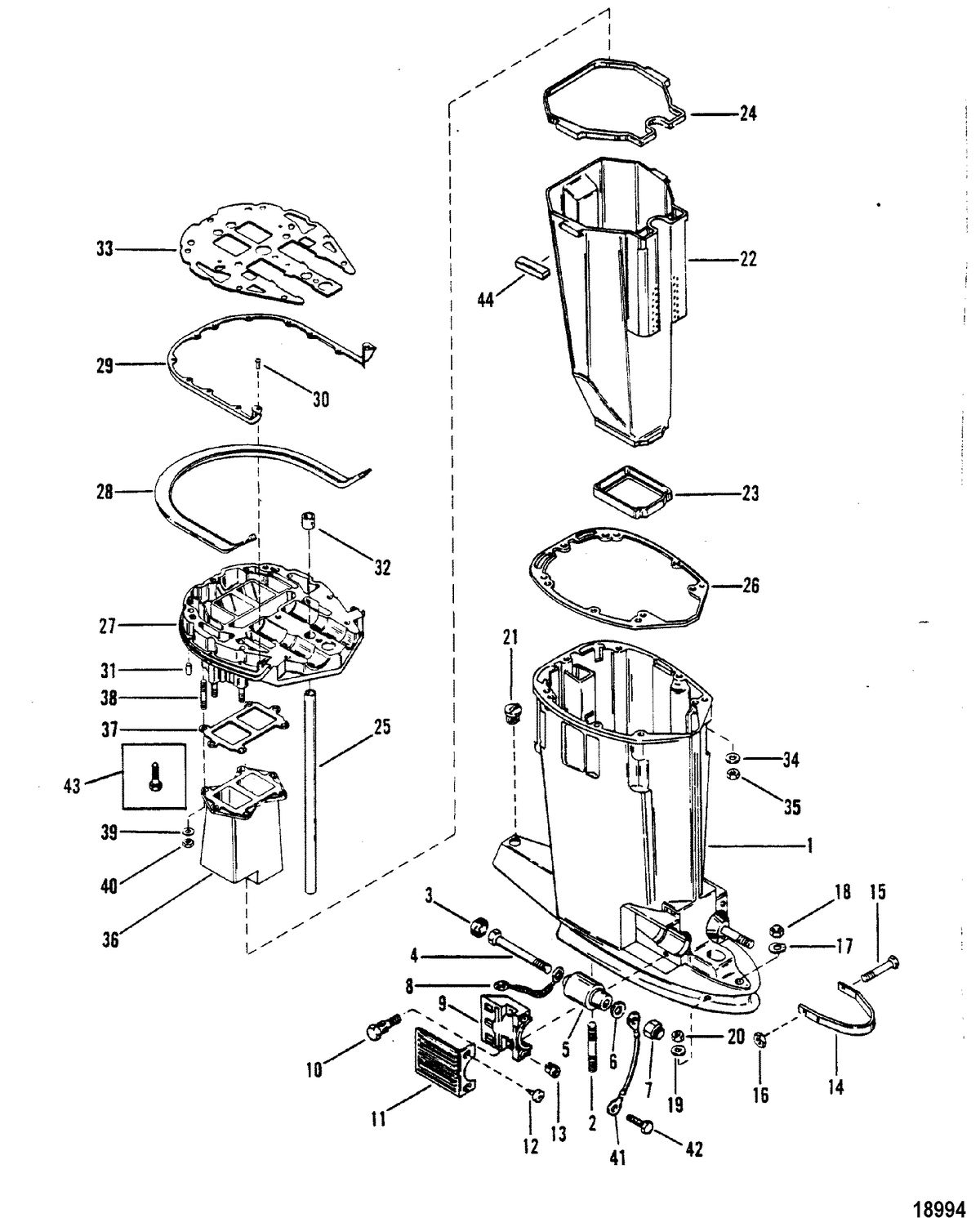 MERCURY/MARINER 200 H.P. (V-6) (1978-1988 COMBINED BOOKS) Driveshaft Housing and Exhaust Tube