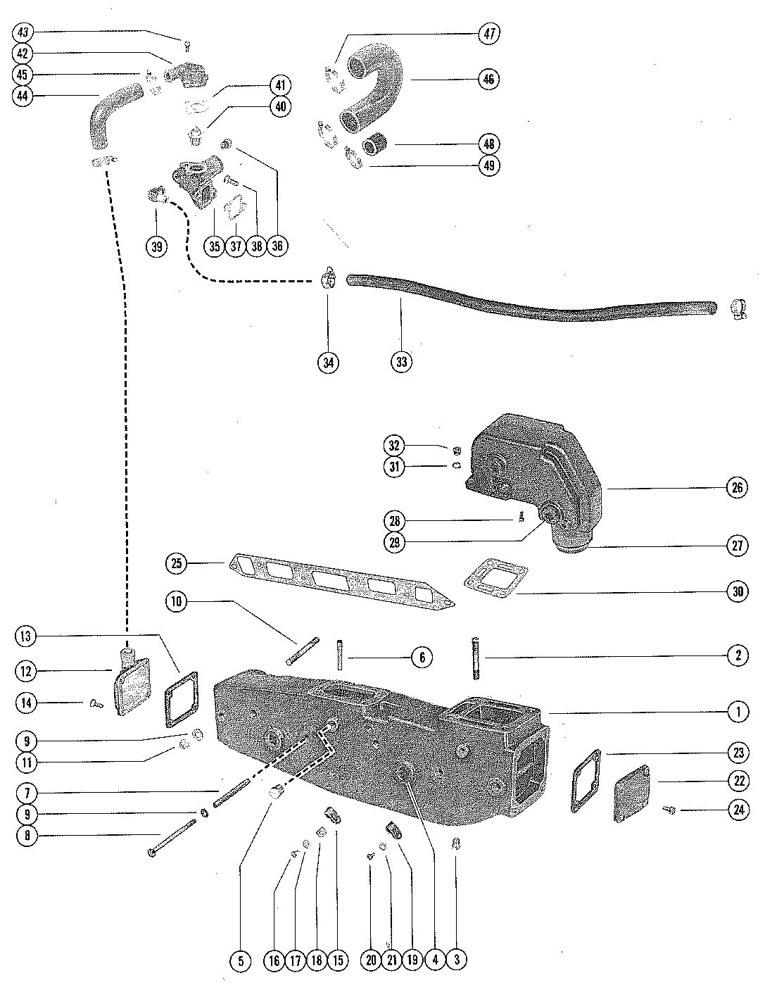 MERCRUISER 140 ENGINE (4 CYLINDER) EXHAUST MANIFOLD ASSEMBLY