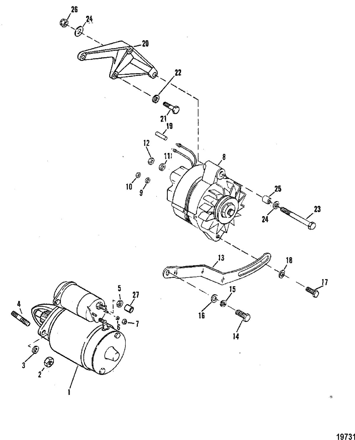MERCRUISER 370/400/440/460 CYCLONE TRS ENGINE Starter Motor and Alternator