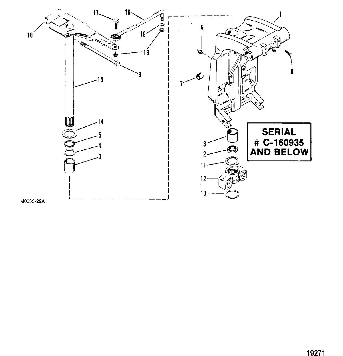 MERCURY/MARINER 50/60 HP (3 CYLINDER) Swivel Bracket(Power Trim)(S/N-0C160935 & Below)