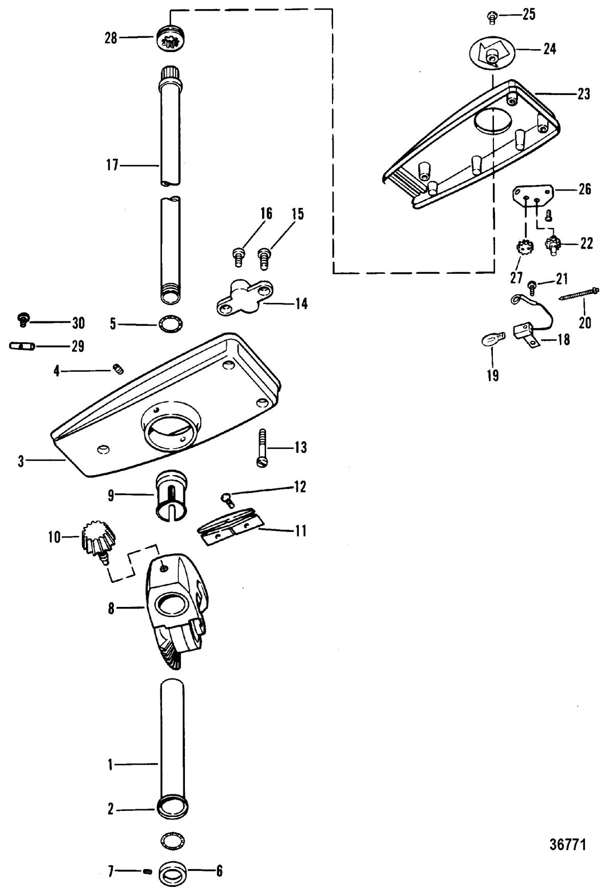 TROLLING MOTOR THRUSTER RC/TM/DM/RC/RCL/RCXL/T28/R28/RX28/D28 DRIVESHAFT AND CONTROL HOUSING RC