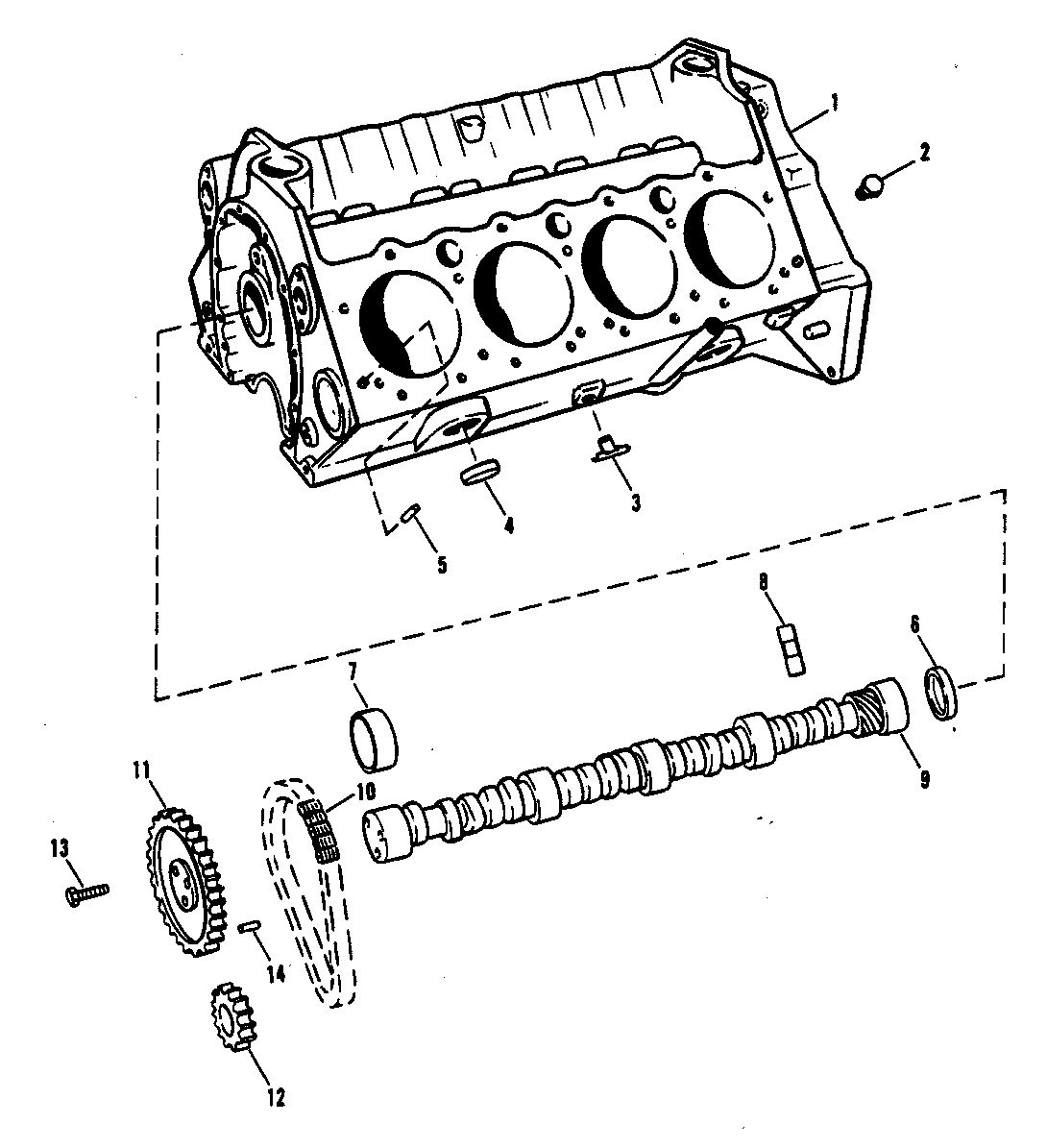 MERCRUISER 465 H.P. ENGINE CYLINDER BLOCK AND CAMSHAFT