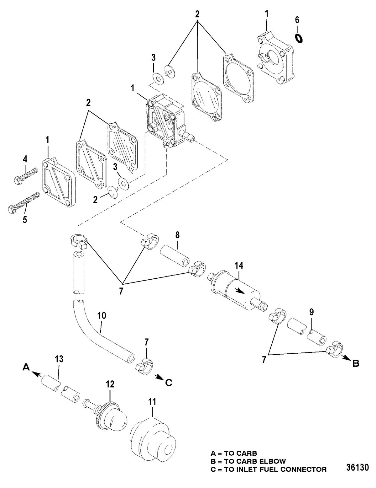 MERCURY/MARINER 25 H.P. (3 CYL.) LIGHTNING FUEL SYSTEM