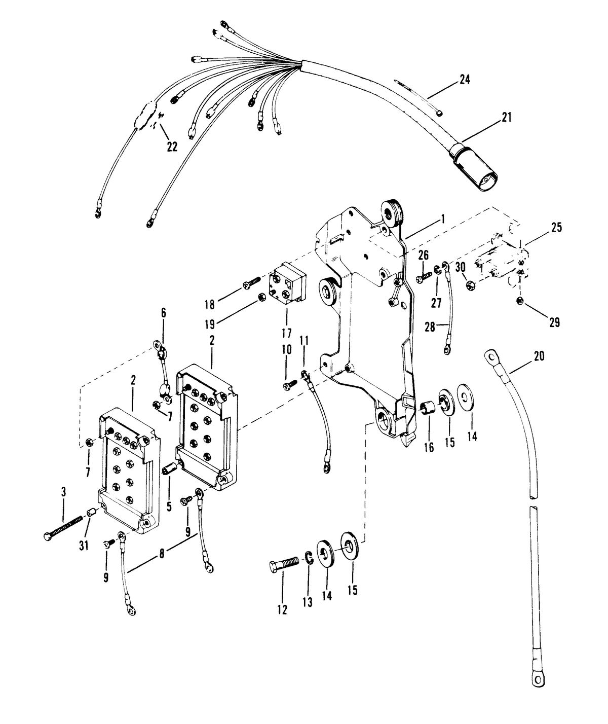 RACE OUTBOARD MOD-VP WIRING HARNESS, STARTER SOLENOID AND RETIFIER