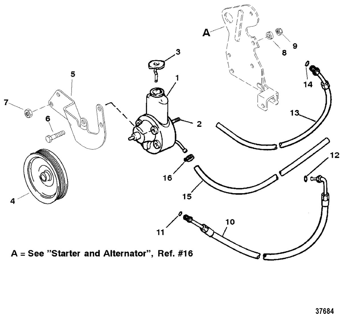 MERCRUISER 5.7L 2BBL 5.7LX 4BBL 350 MAG ALPHA/BRAVO POWER STEERING COMPONENTS