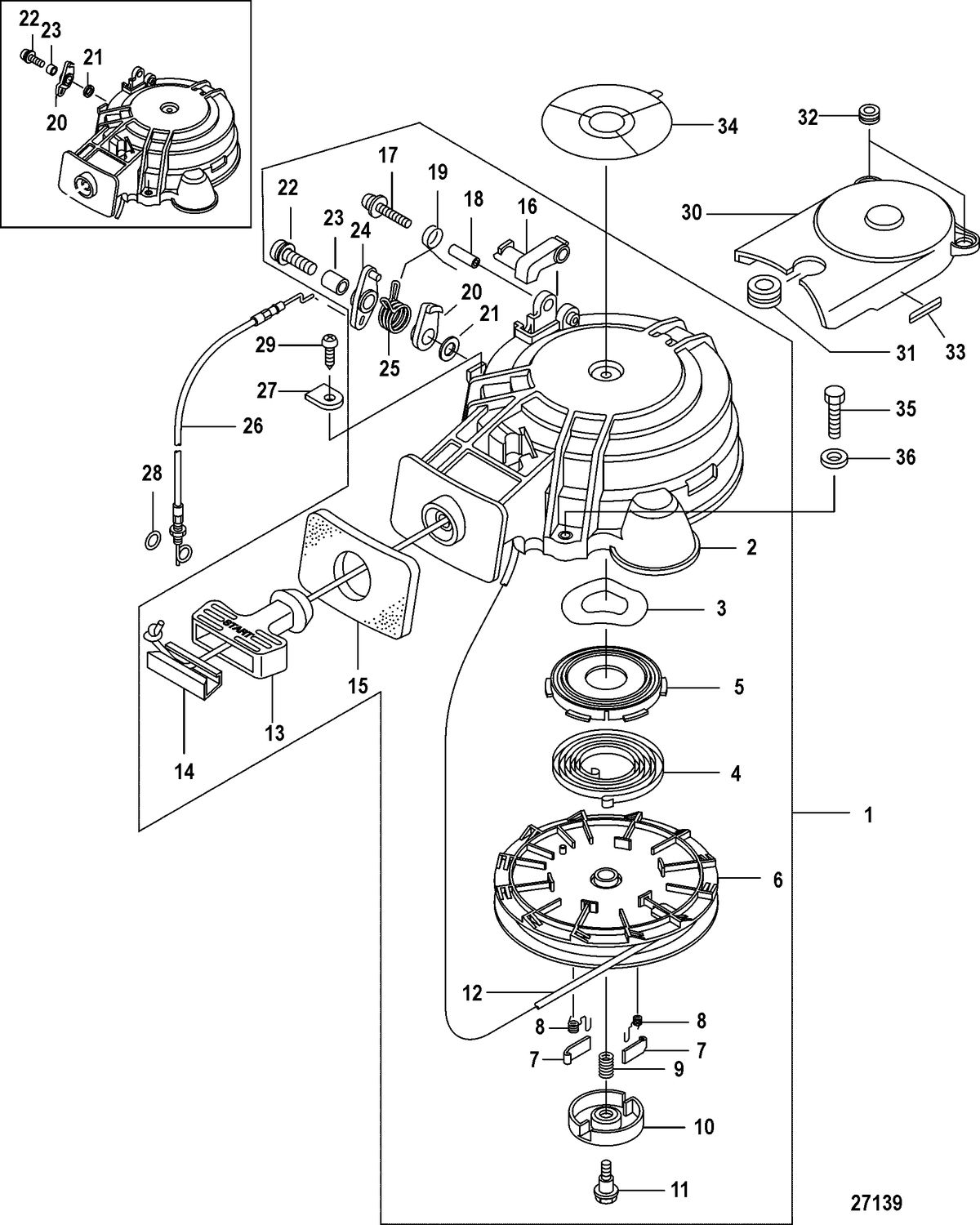 MERCURY/MARINER 8/9.9 (209CC) 4-STROKE Recoil Starter