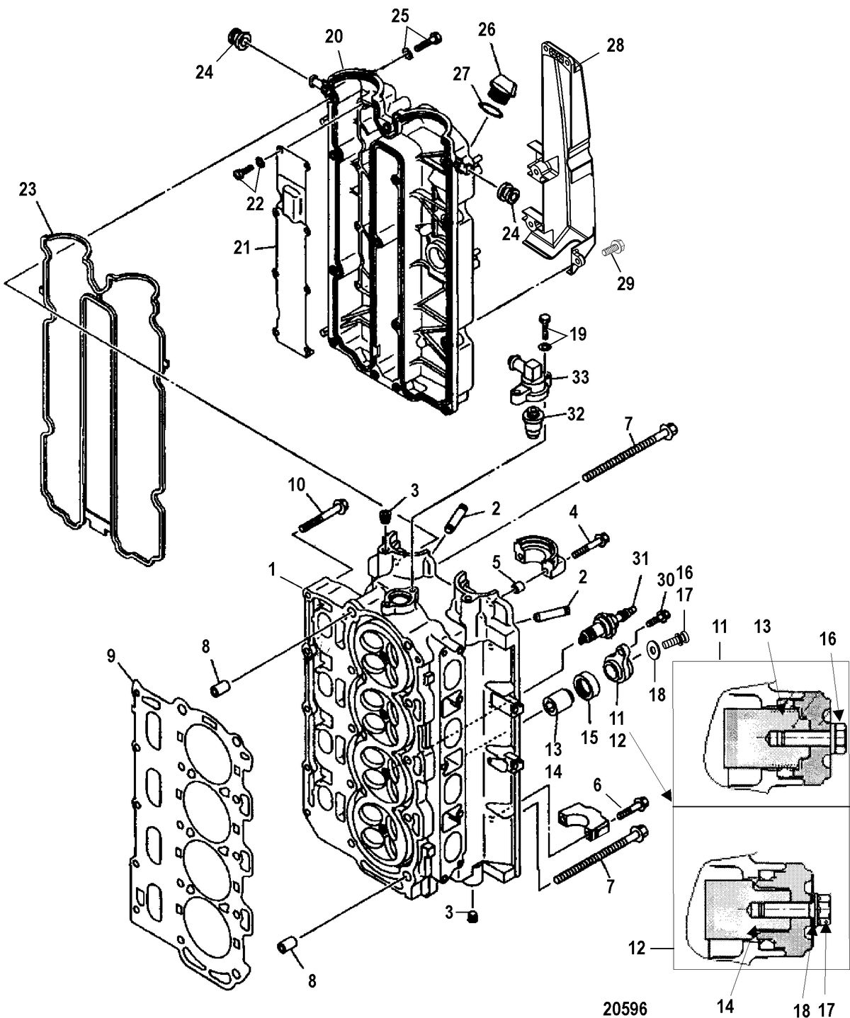 MERCURY/MARINER 75/80/90/100 EFI 4-STROKE Cylinder Head