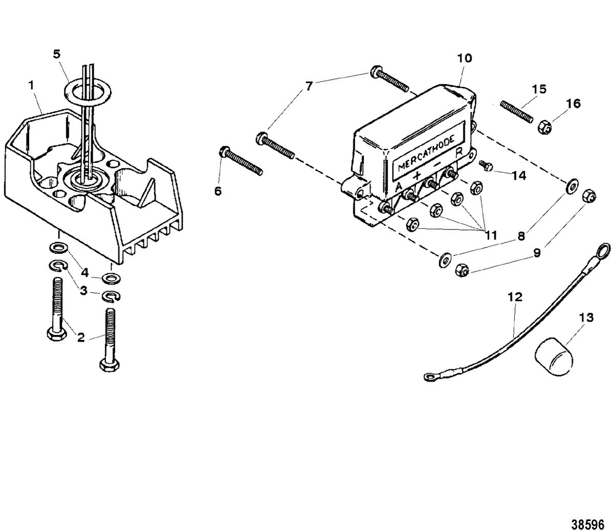 MERCRUISER 200/5.0L/LX 260/5.7L 350 MAG ALPHA/BRAVO MERCATHODE COMPONENTS
