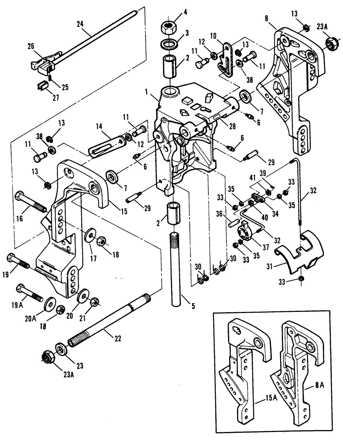 FORCE 70 H.P. SWIVEL BRACKEET/STERN BRACKETS (MANUAL TILT)
