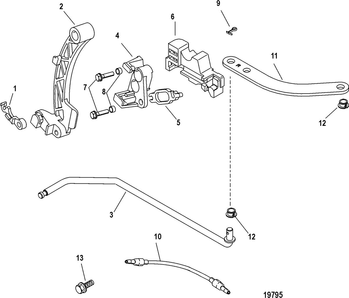 MERCURY/MARINER 40/50/60 EFI (4 CYLINDER) 4-STROKE Attaching Kit - Remote Control(880093A 2)