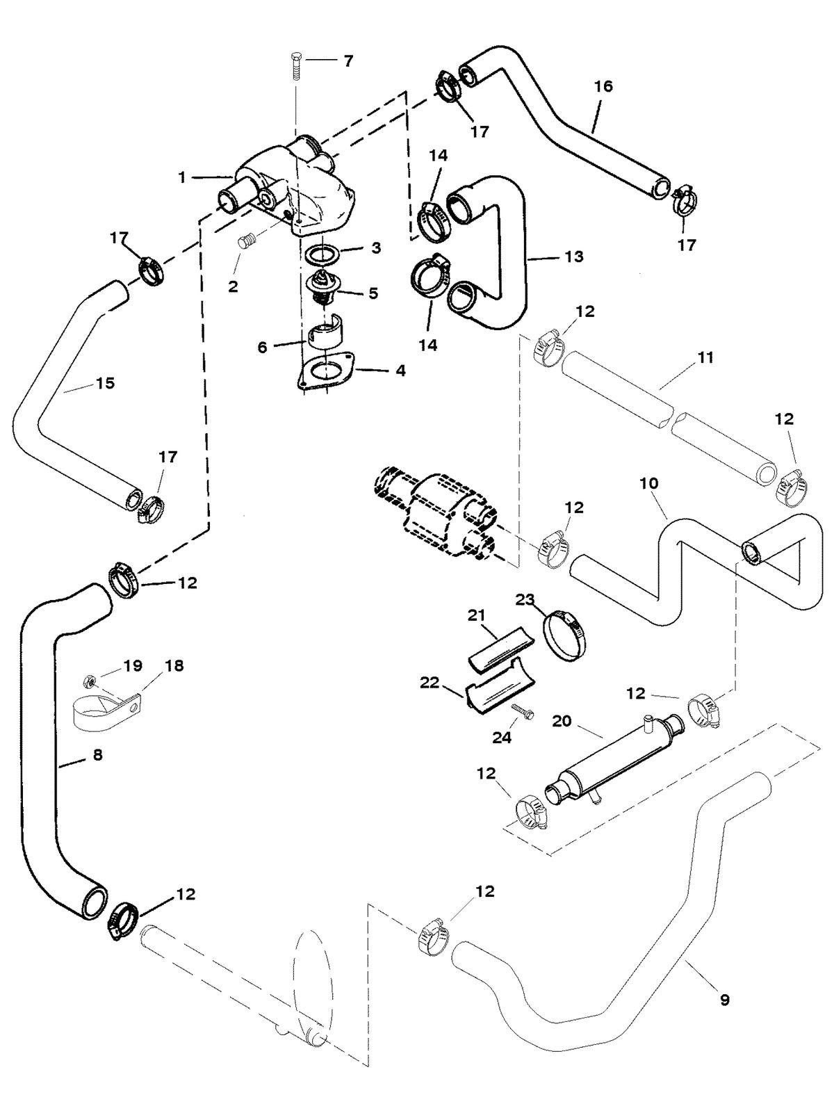 MERCRUISER 5.7LX TBI BRAV0 350 TBI MAG ALPHA (EFI) STANDARD COOLING SYSTEM (BRAVO ENGINES)