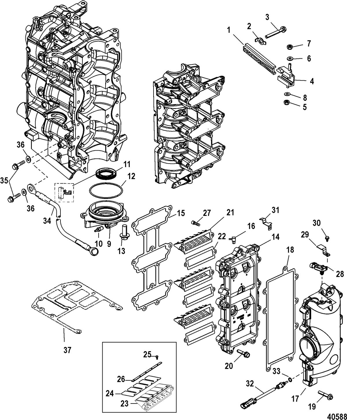 MERCURY/MARINER 75/90/115/125 DFI 1.5L (3 CYLINDER) Reed Block