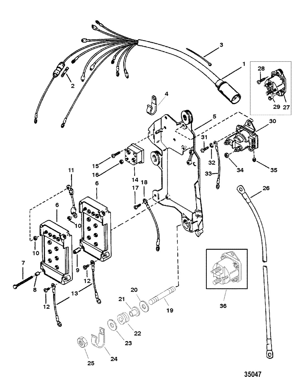 RACE OUTBOARD 2.5L (EFI) 2.5L (EFI-OFFSHORE) Wiring Harness, Starter Solenoid and Rectifier