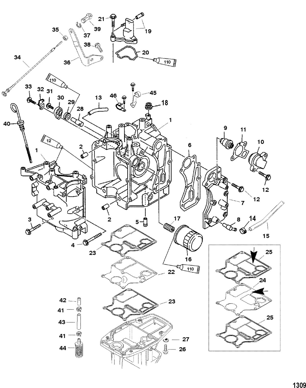 MERCURY/MARINER 9.9/13.5/15 (323CC) 8/9.9/15 BODENSEE 4-STROKE Cylinder Block and Covers