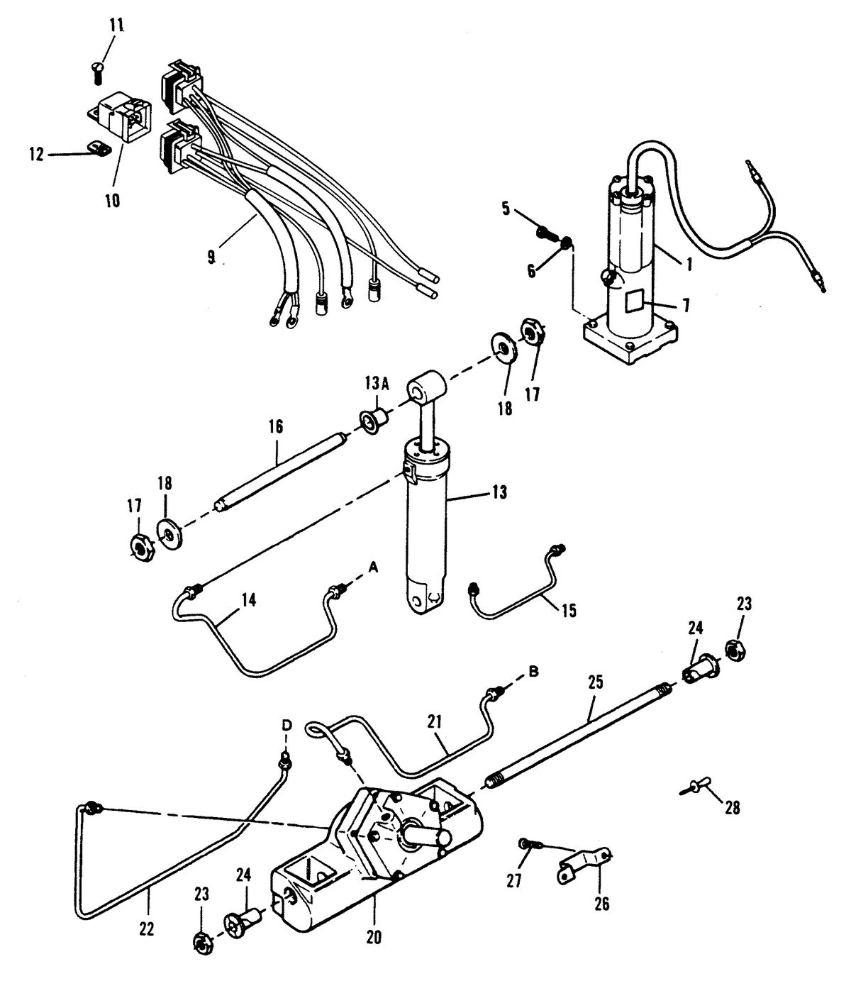 FORCE 120 H.P. DESIGN III - POWER TRIM UNIT WITH BULLET CONNECTORS