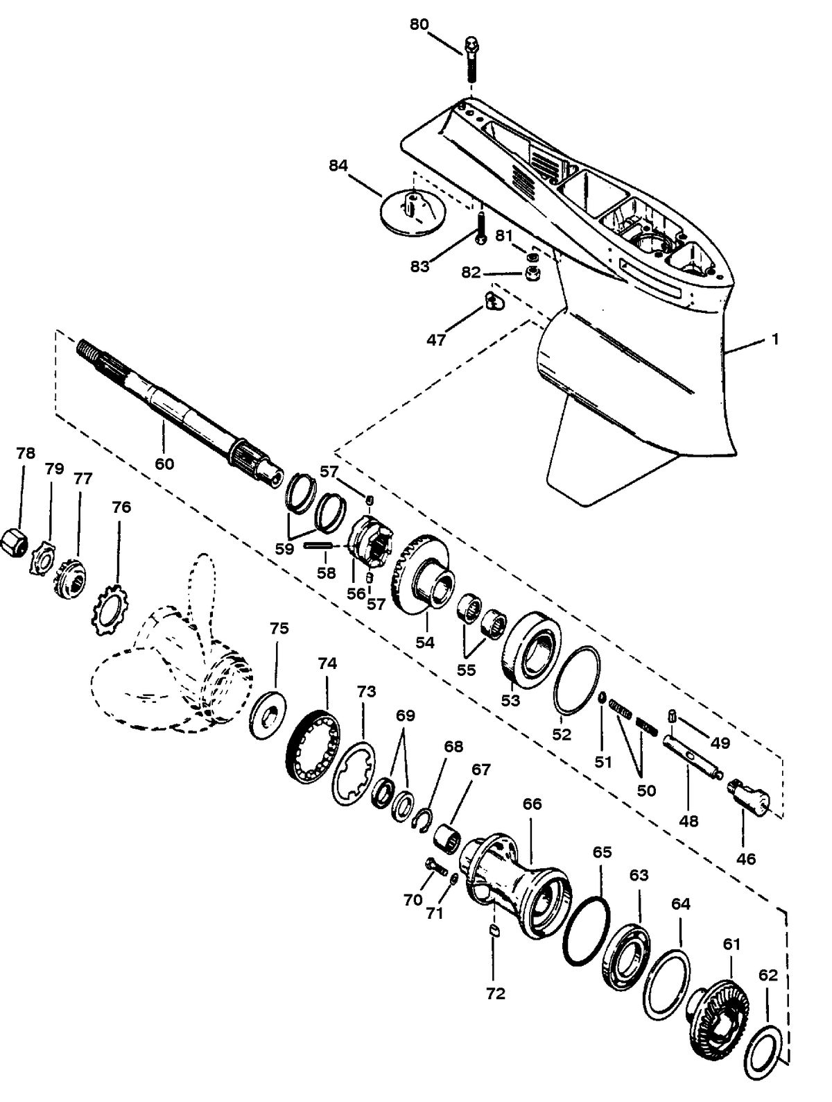 RACE OUTBOARD 2.5L (EFI) 2.5L (EFI-OFFSHORE) GEAR HOUSING (PROP SHAFT)(STANDARD ROTATION)