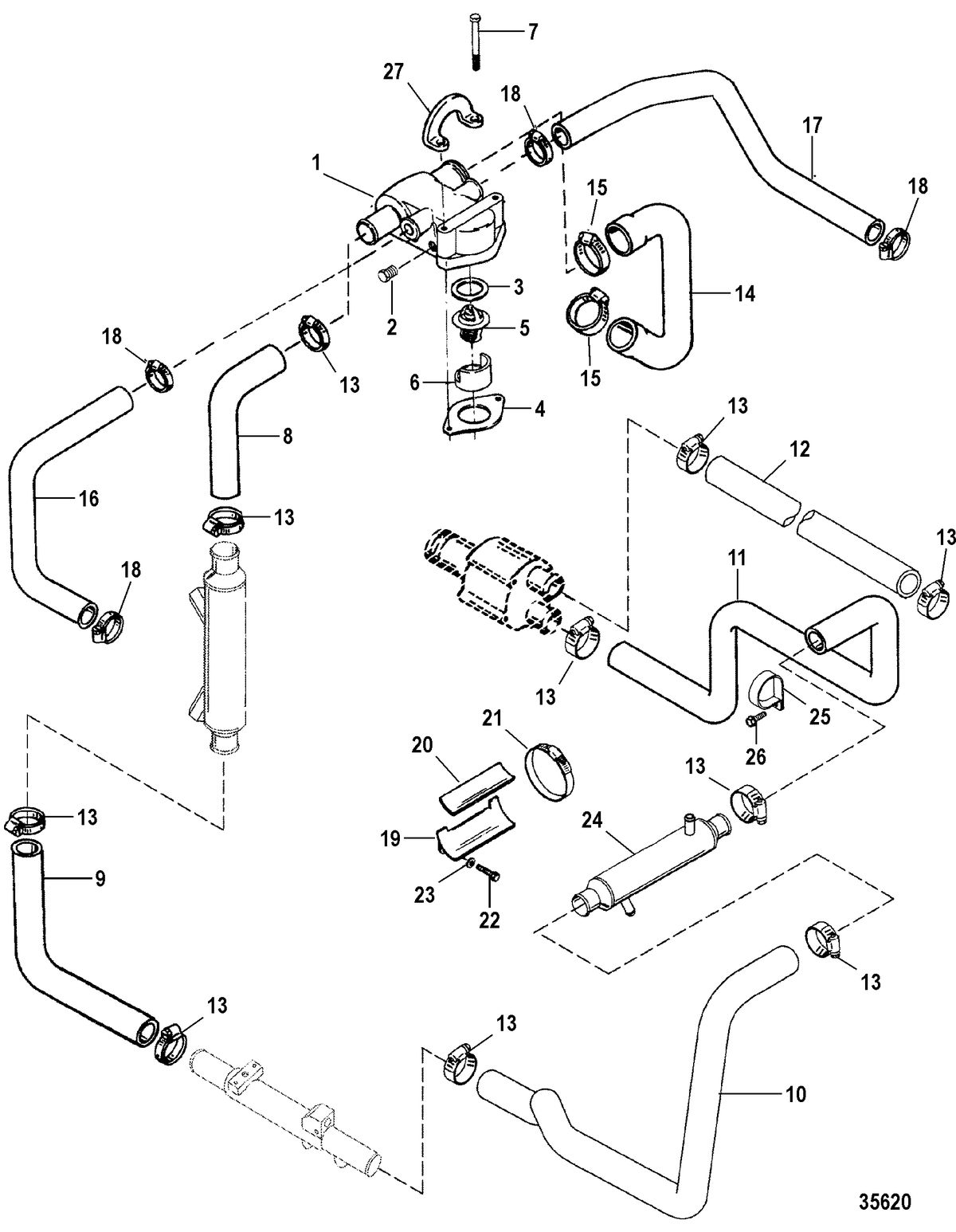 MERCRUISER 7.4L MPI BRAVO L29 (GEN VI) STANDARD COOLING SYSTEM