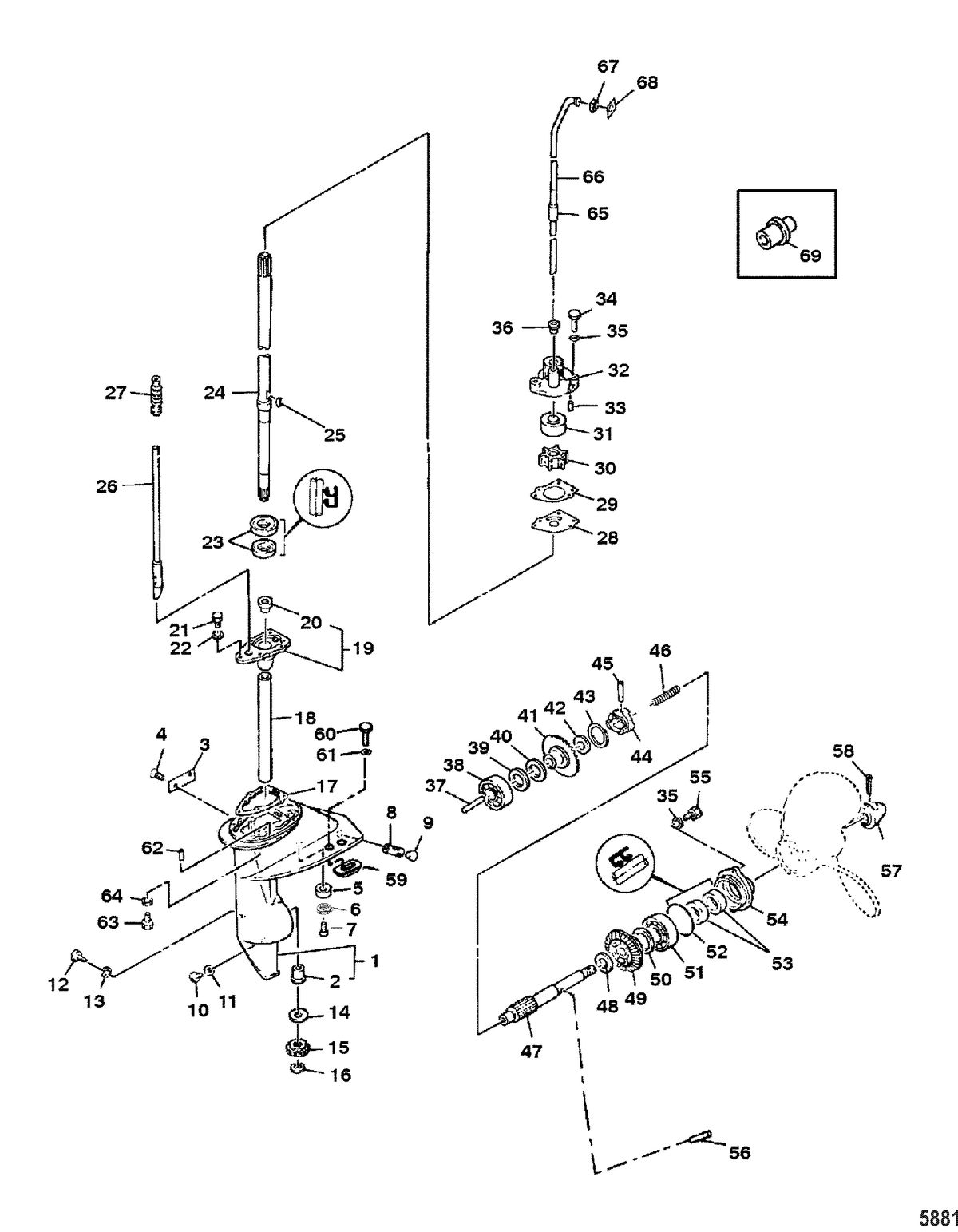 MARINER 8HP KEROSENE GEAR HOUSING ASSEMBLY