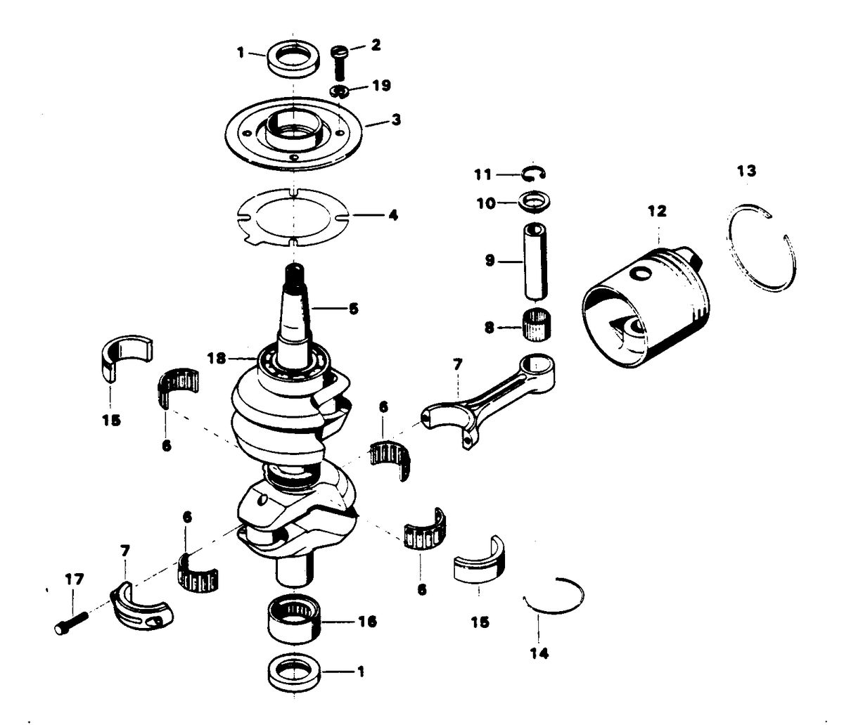 CHRYSLER 45 H.P. CRANKSHAFT AND PISTON GROUP