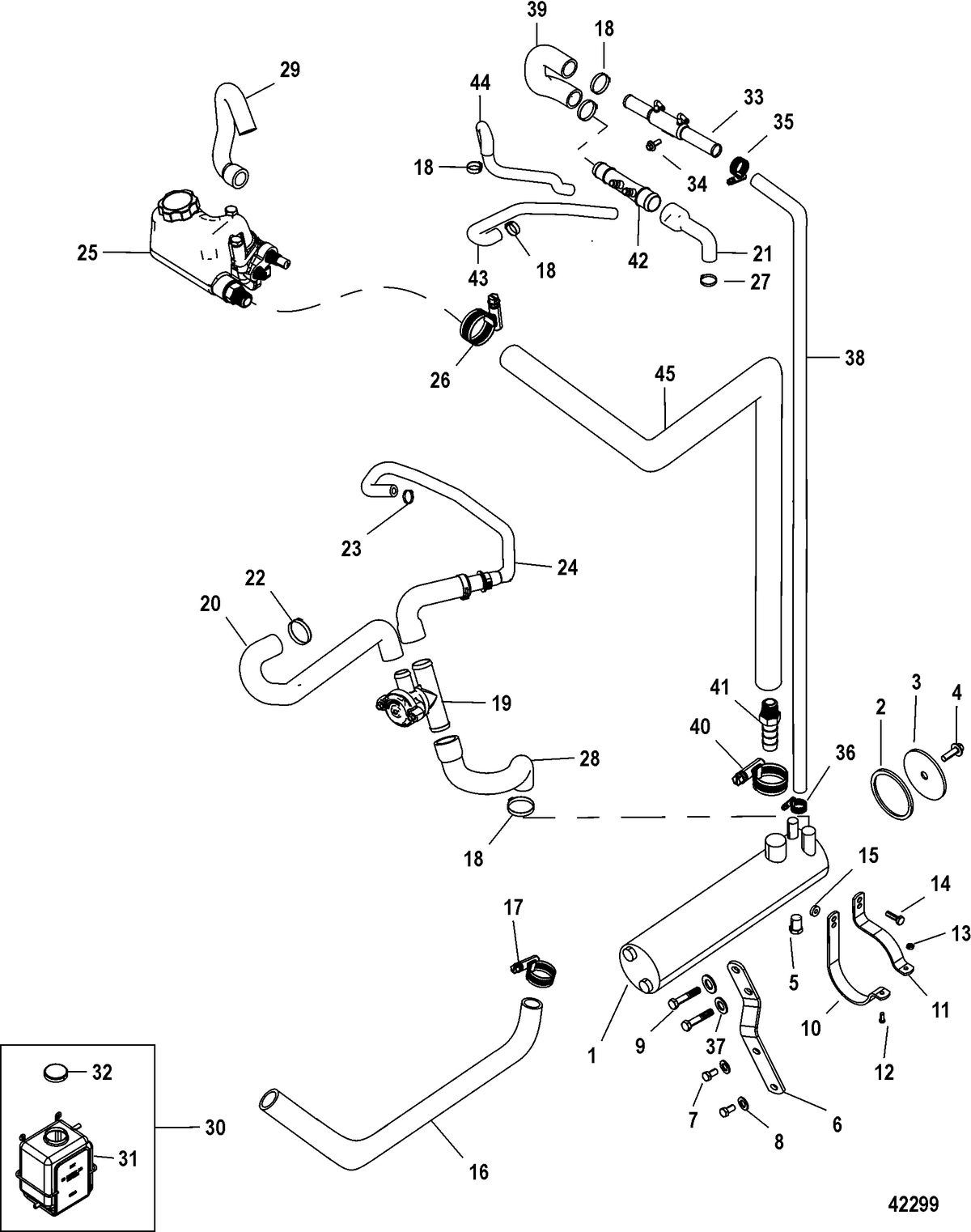 MERCRUISER 3.0L MPI EC Closed Cooling System, Fresh Water with Power Steering