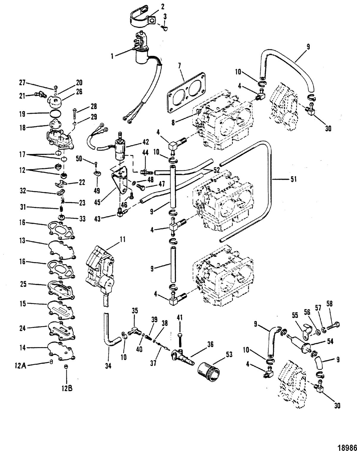 MERCURY/MARINER 200 H.P. (V-6) (1978-1988 COMBINED BOOKS) Fuel Pump(Design II)