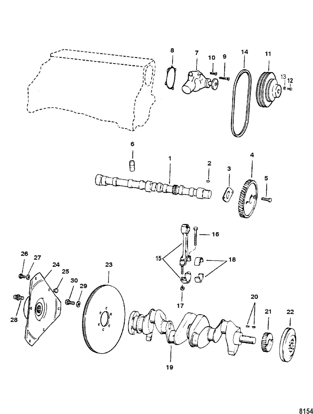 MERCRUISER 3.0L ALPHA ONE Crankshaft, Camshaft and Water Pump
