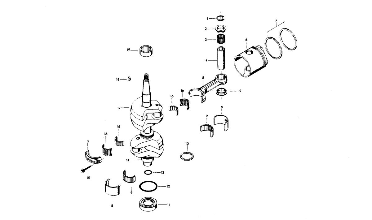CHRYSLER 30 H.P. CRANKSHAFT AND PISTON GROUP