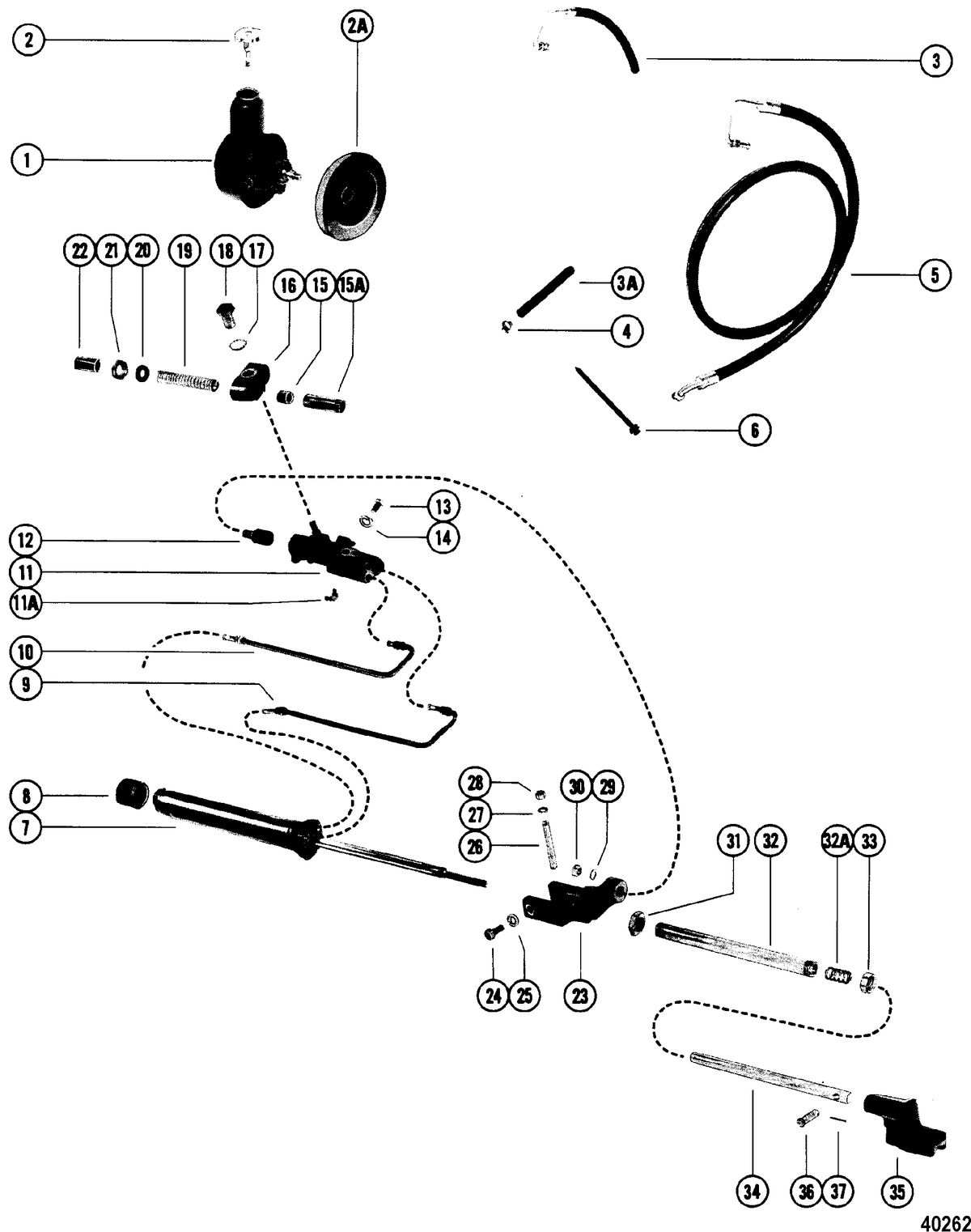 MERCRUISER 228 ENGINE (G.M.) POWER STEERING COMPONENTS(WITH HOSES)