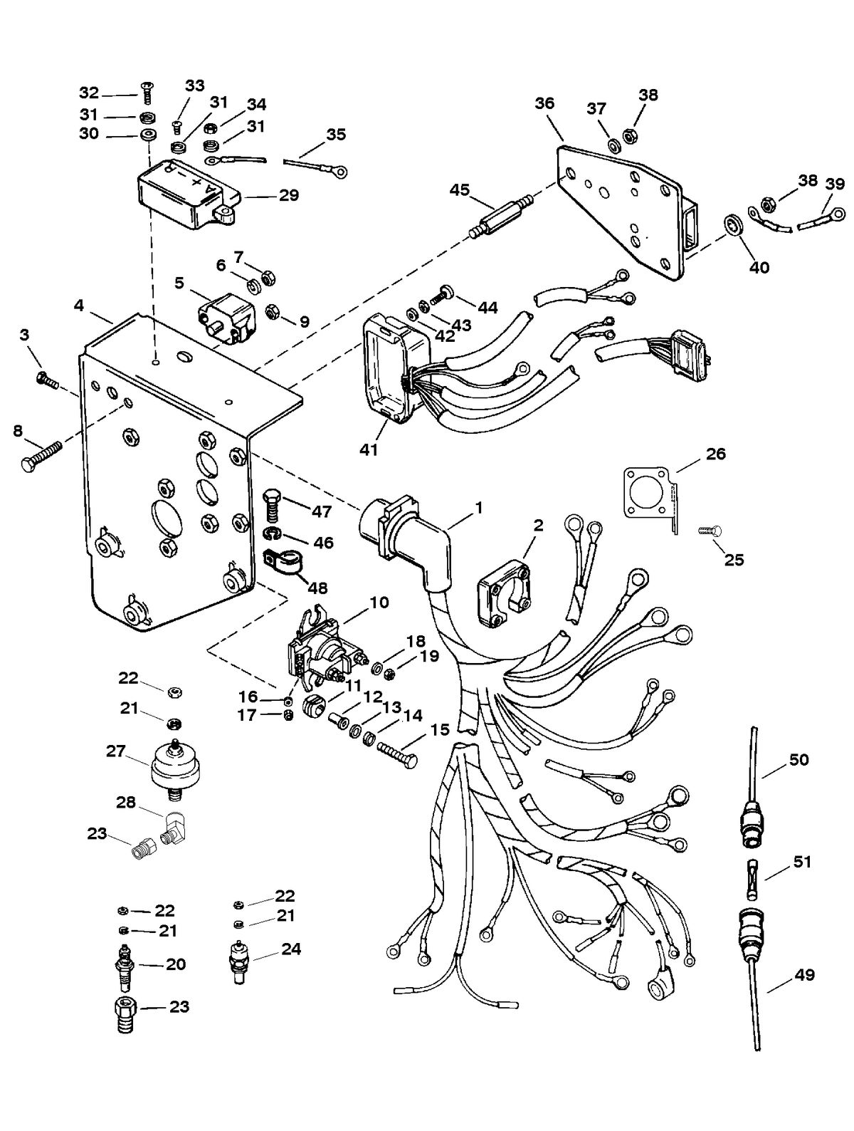MERCRUISER HP 500 (502 CID) WIRING HARNESS AND ELECTRICAL COMPONENTS
