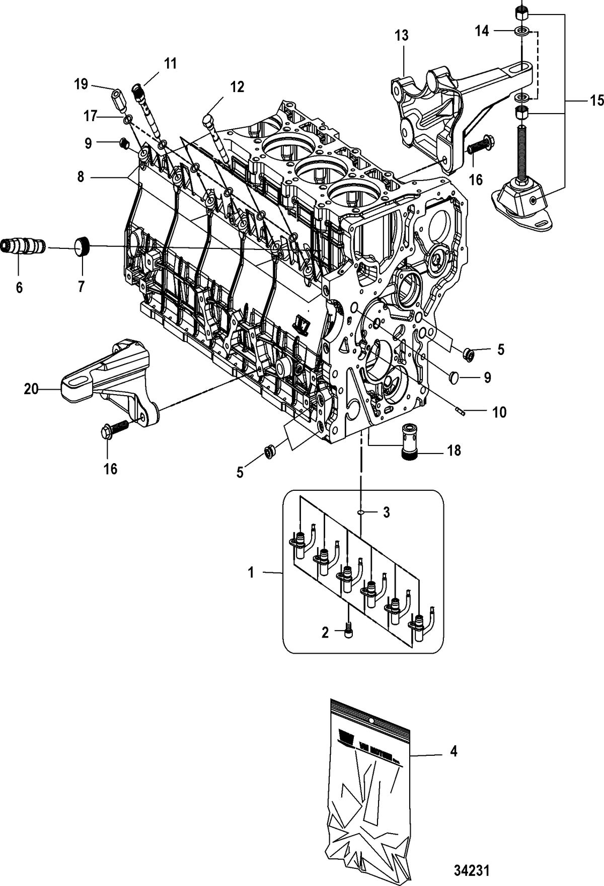 MERCRUISER CUMMINS/MERCRUISER DIESEL QSD-4.2L Cylinder Block