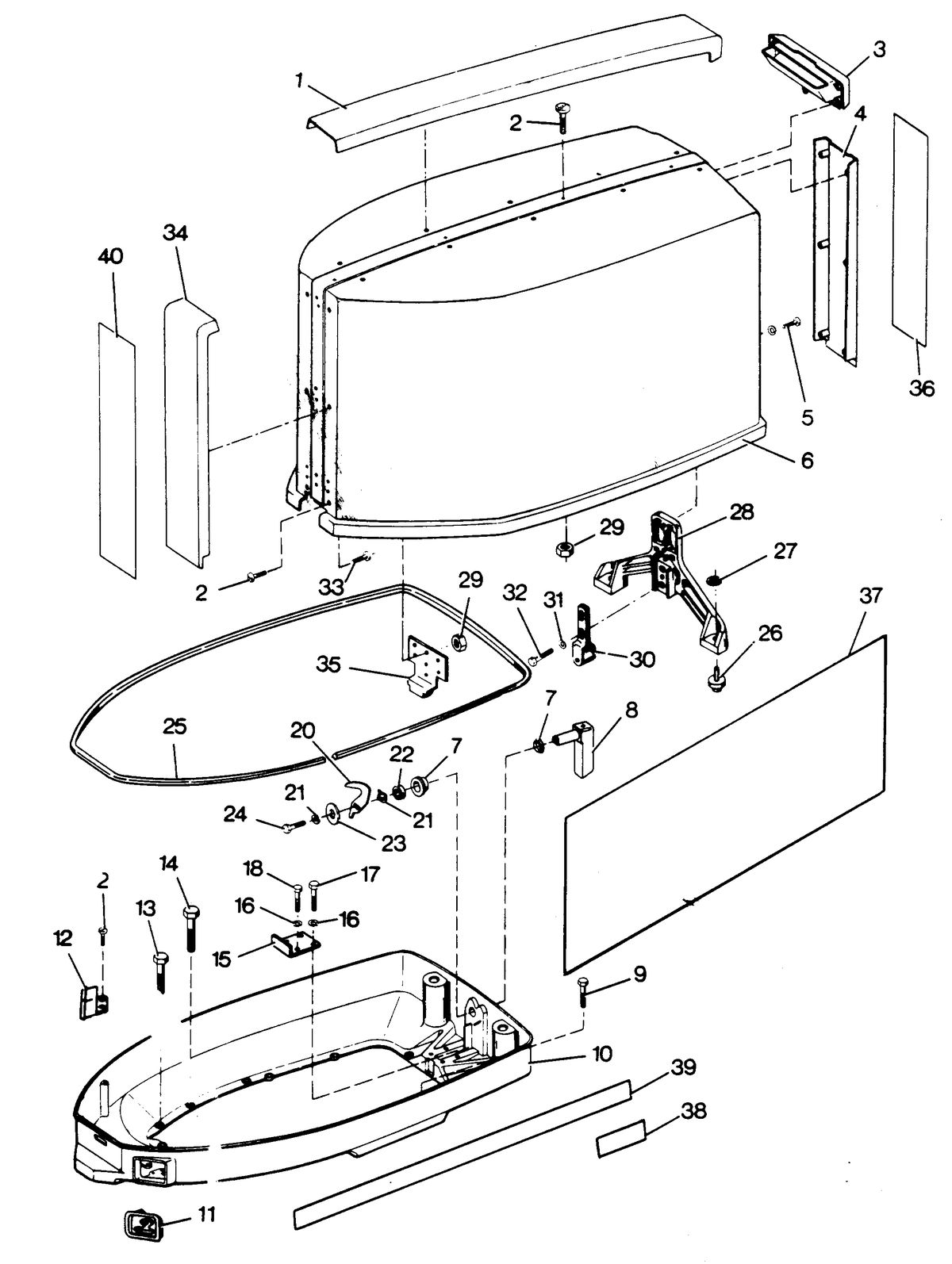 FORCE FORCE 1986 125 H.P. ENGINE COVER AND SUPPORT PLATE