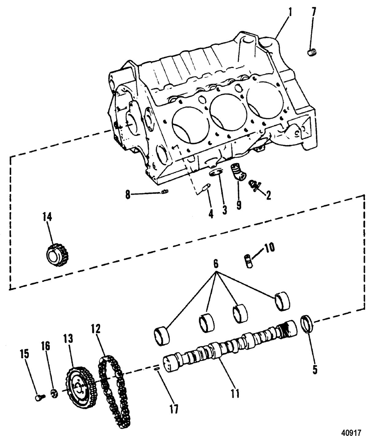 MERCRUISER 185/205 H.P. MR/ALPHA ONE ENGINE Cylinder Block & Camshaft
