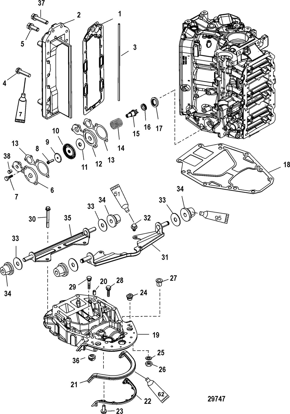 MERCURY/MARINER 175 PROXS (2.5L) Exhaust Manifold and Exhaust Plate
