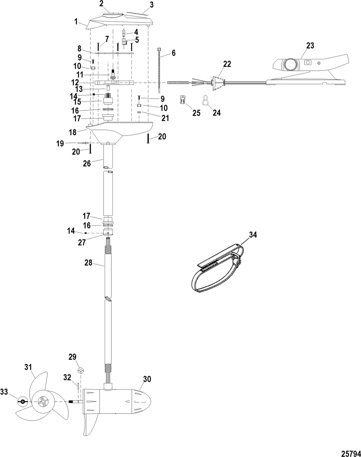 TROLLING MOTOR MOTORGUIDE FRESH WATER SERIES Complete Trolling Motor(Model FW60FB) (24 Volt)