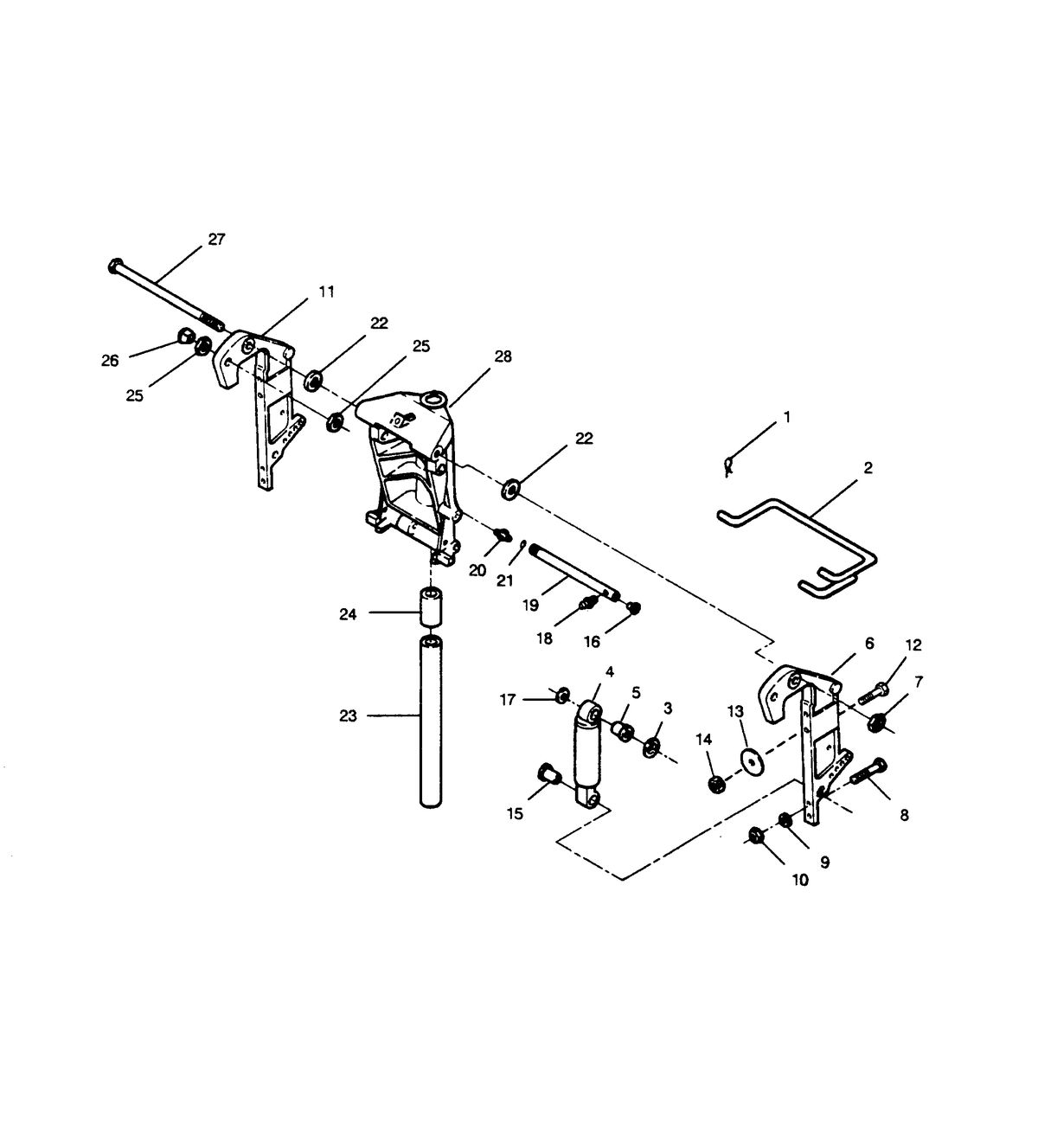 FORCE FORCE 1990 90 H.P. "B" MODELS SWIVEL BRACKET AND STERN BRACKETS WITH POWER TRIM