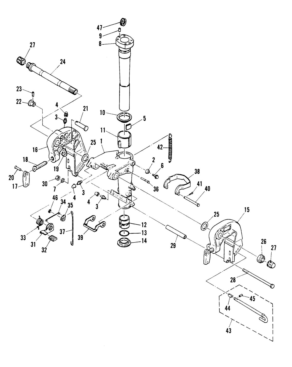 MARINER MARINER W25 CLAMP AND SWIVEL BRACKET/REVERSE LOCK