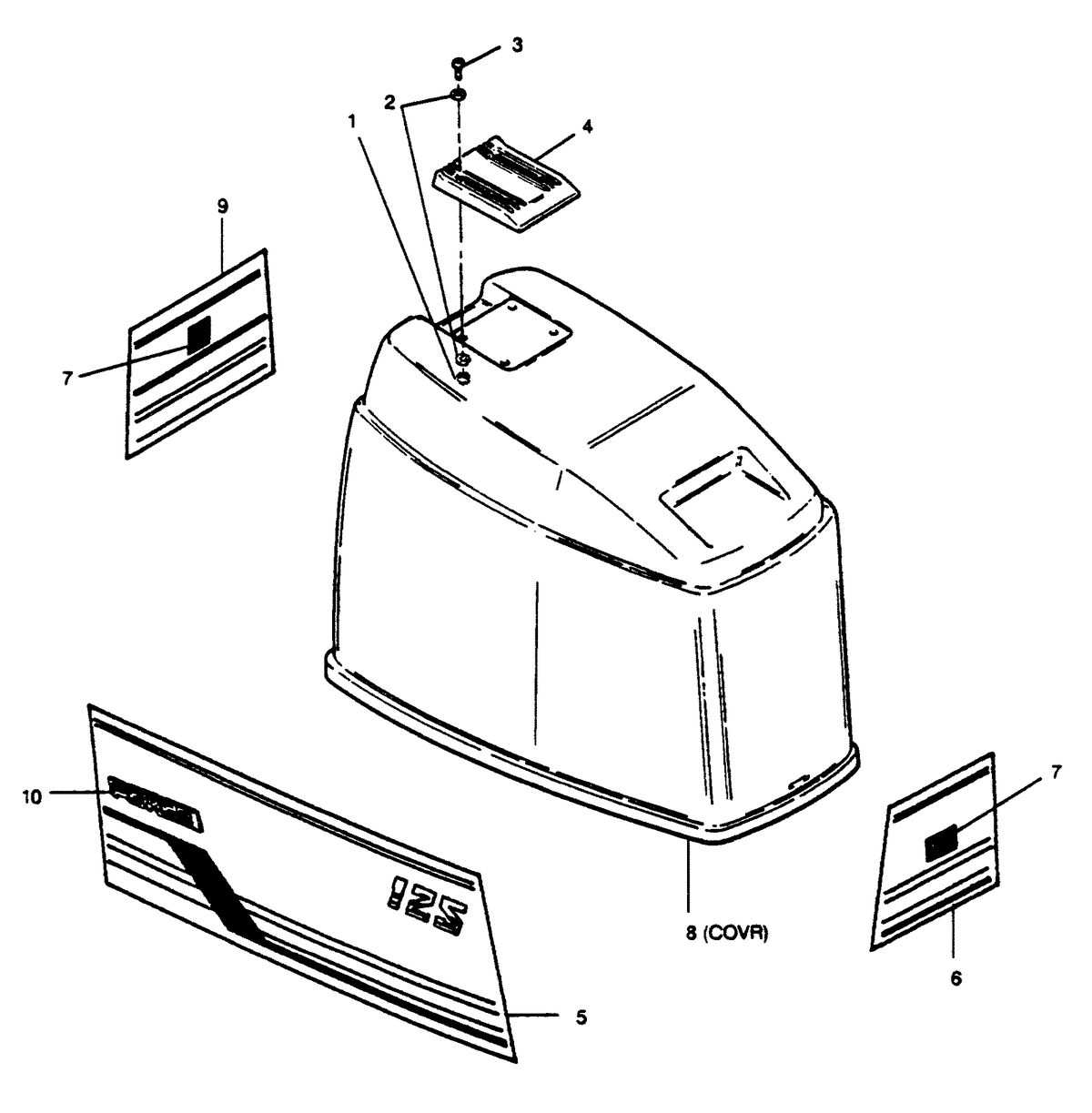 FORCE FORCE 1989 125 H.P. "D" MODELS ENGINE COVER (BAYLINER & SPECTRUM MODELS)