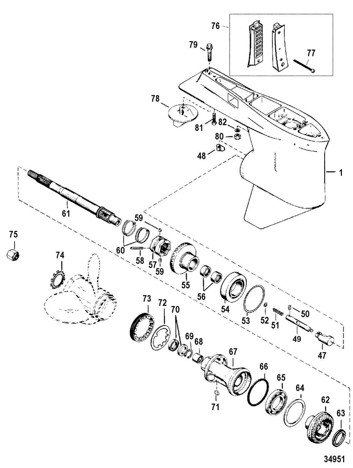 RACE OUTBOARD 225 EFI PROMAX/SUPERMAGNUM Gear Housing, Propeller Shaft - TorqueMaster