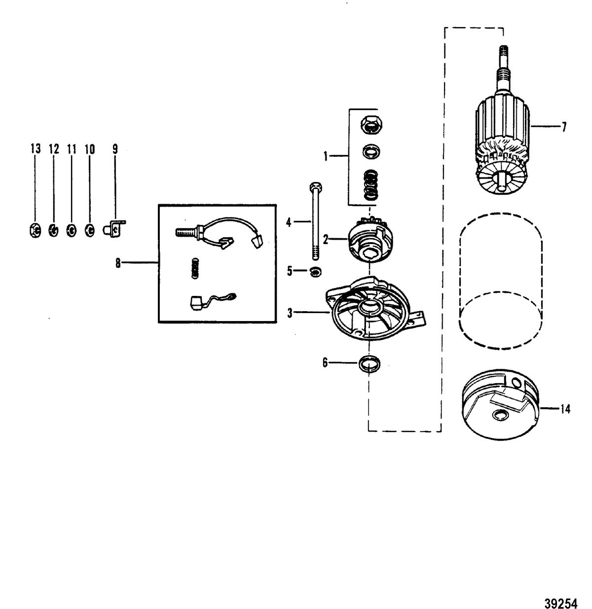 MERCURY MERC 40 STARTER MOTOR ASSEMBLY