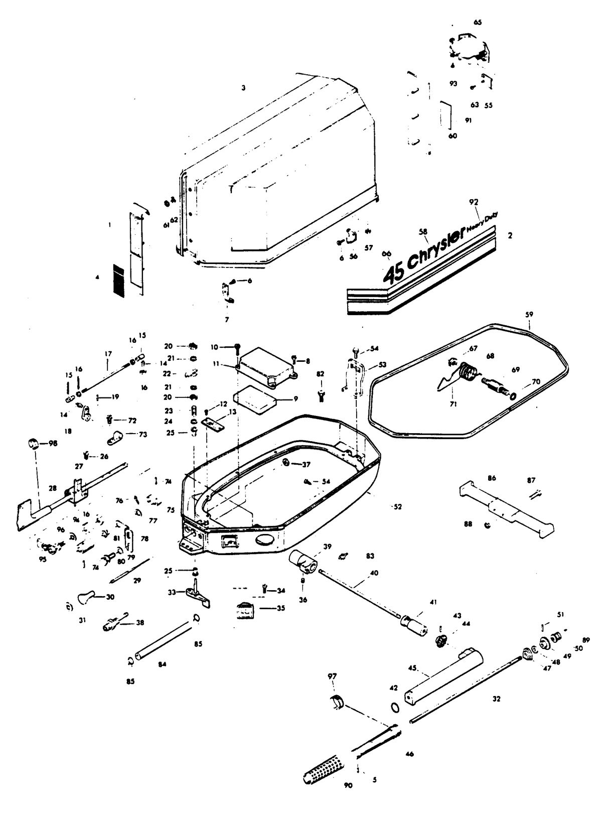 CHRYSLER 45 H.P. ENGINE COVER AND SUPPORT PLATE