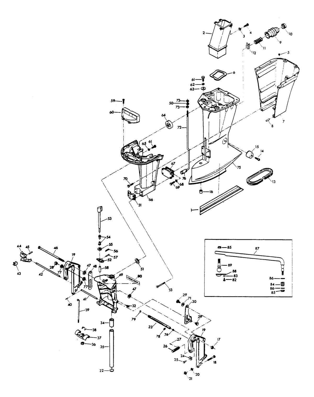 CHRYSLER 70 HP SKIER MOTOR LEG