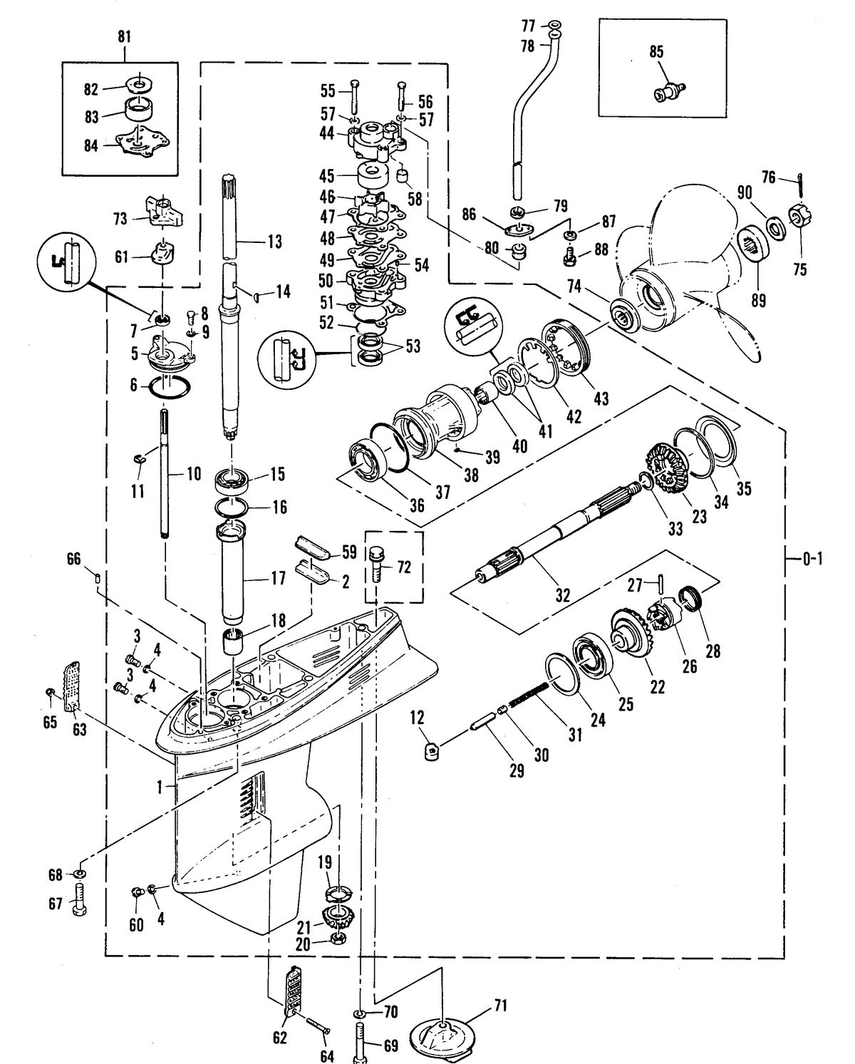 MARINER 55 HP GEAR HOUSING ASSEMBLY