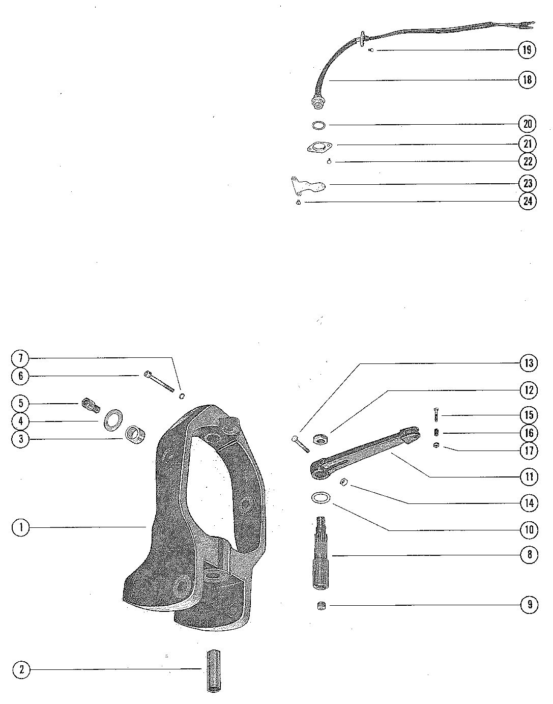 MERCRUISER III STERN DRIVE GIMBAL RING AND STEERING LEVER