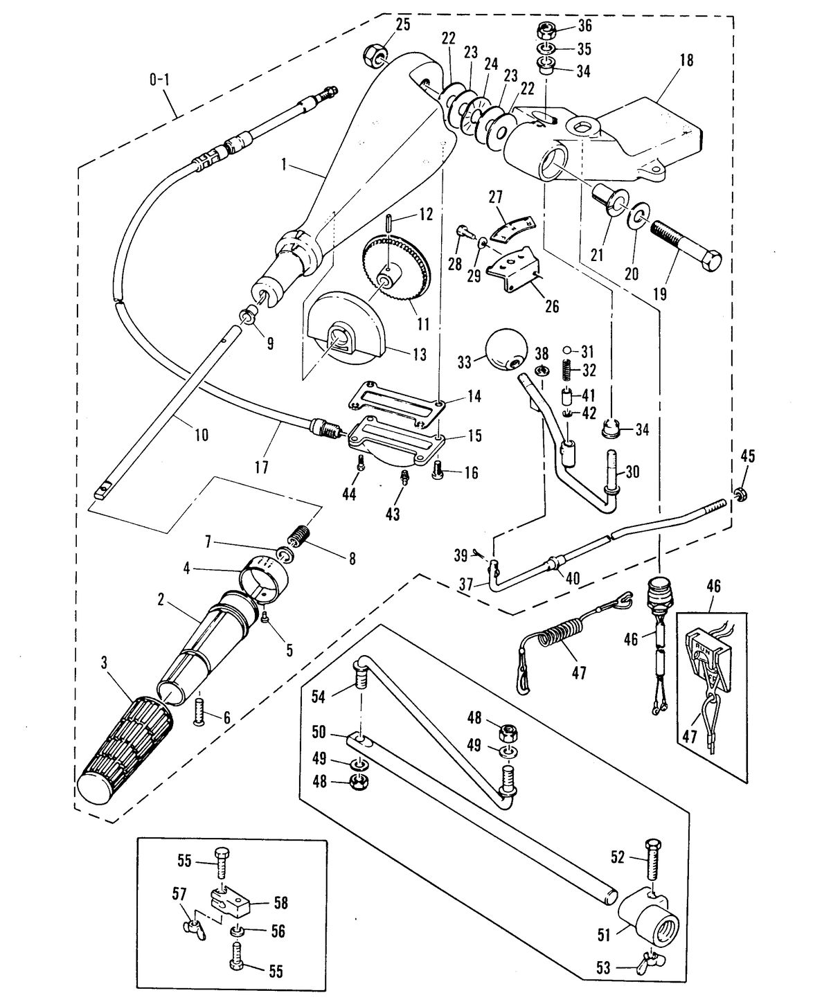 MARINER 55 H.P. W/MARATHON STEERING HANDLE