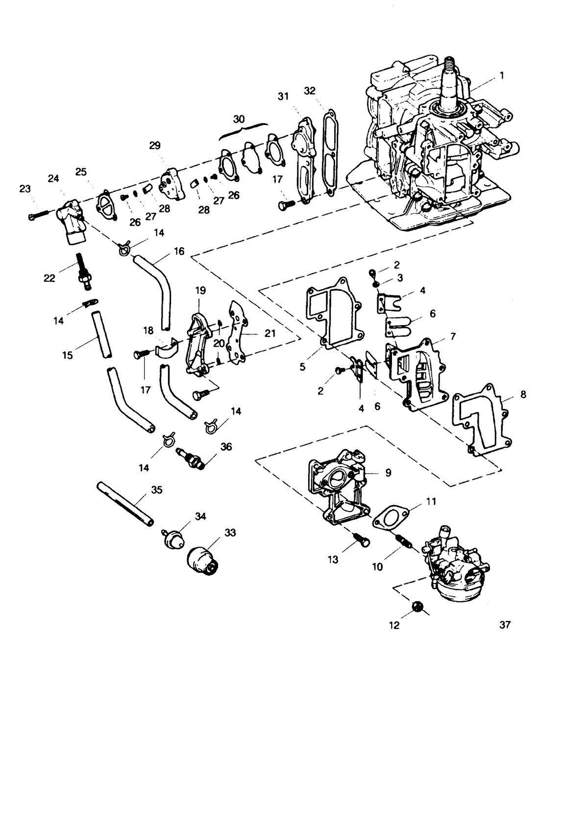 SEARS 9.9 H.P. STD. 20" LEG OUTBOARD MOTOR Fuel Intake and Recirculation System
