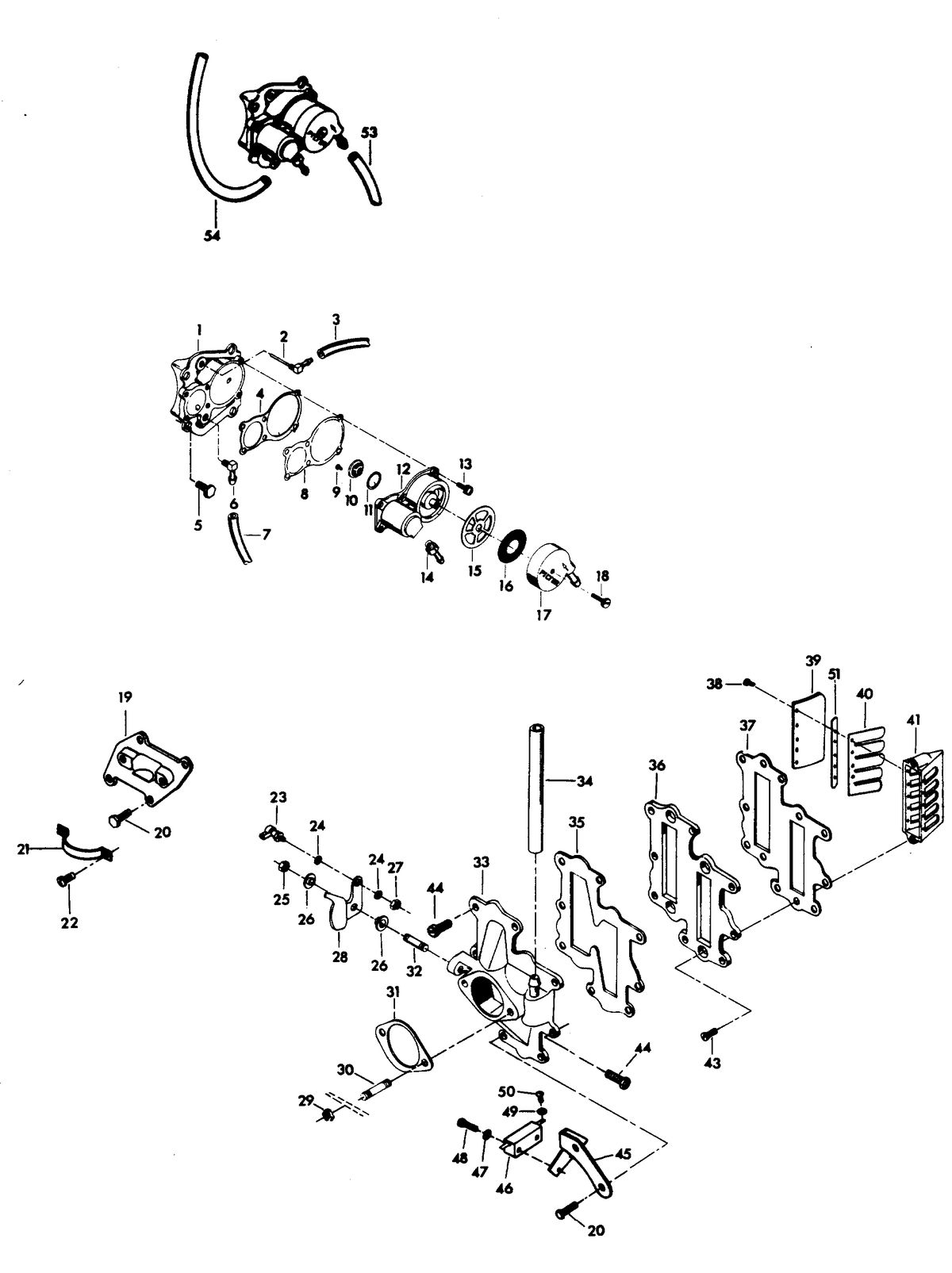 CHRYSLER 140 H.P. FUEL PUMP AND REED PLATE